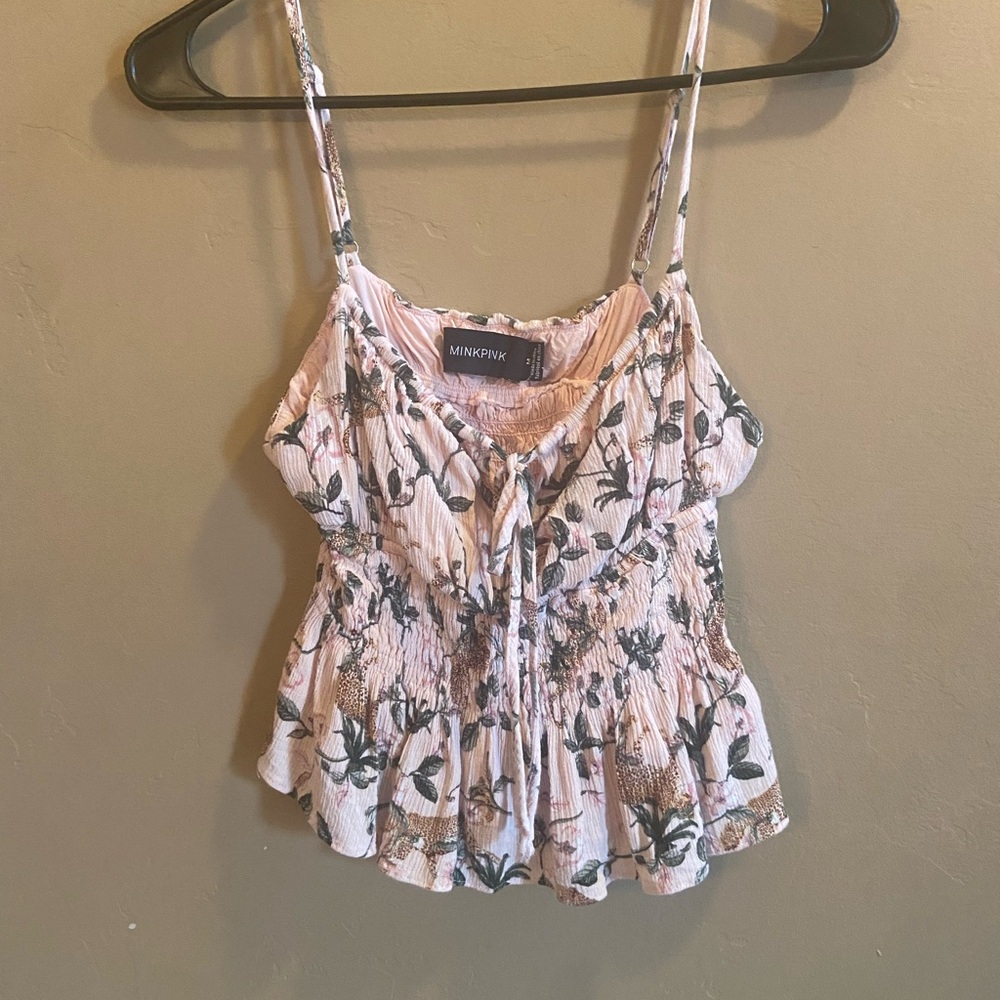 Mink Pink spaghetti strap tank pink leopard size medium